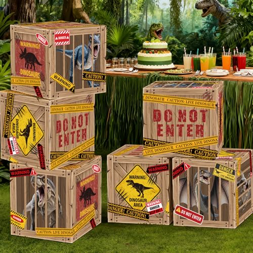 Halloween Dinosaur Party Decoration Boxes Set - 12x12 Inches, 6 Pieces