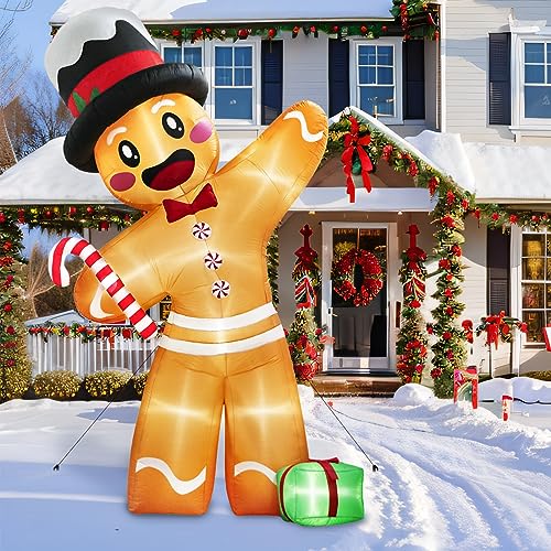 OurWarm 12FT Gingerbread Christmas Inflatable - Giant Holiday Yard Decor