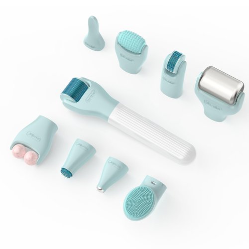 Gdbanlimi 10 in 1 Derma Roller Kit, 0.25mm Microneedling Roller Microneedle Derma Roller with, Facial Beauty Roller Skin Care Tools, 10 Replaceable Heads and Storage Case