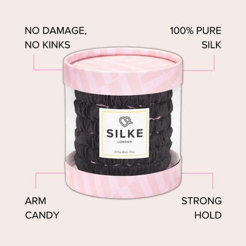 SILKE Hair Ties - Cleopatra | 100% Luxurious Silk Scrunchies (6 Pack) | Gentle on Hair, All Hold, No Damage | Ideal for All Hair Types & Styles