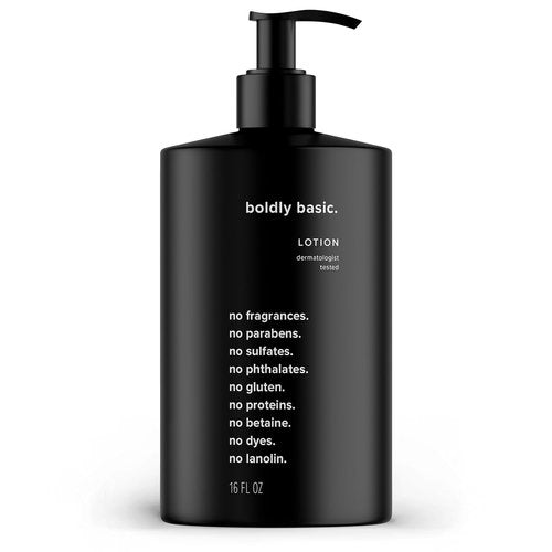 Boldly Basic Fragrance-Free Lotion - Moisturizer for Dry, Sensitive Skin - Non-Greasy & Hypoallergenic (16 oz)