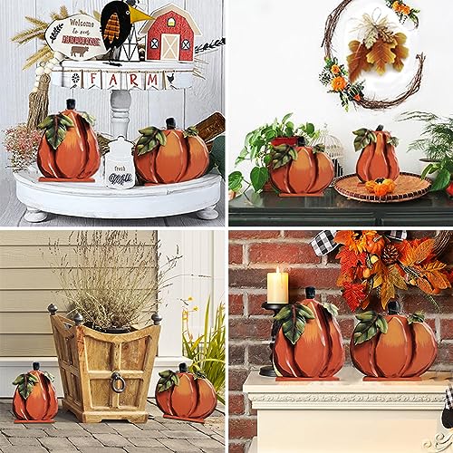 Rustic Wooden Fall Pumpkin Decor Indoor Standing Harvest Pumpkin