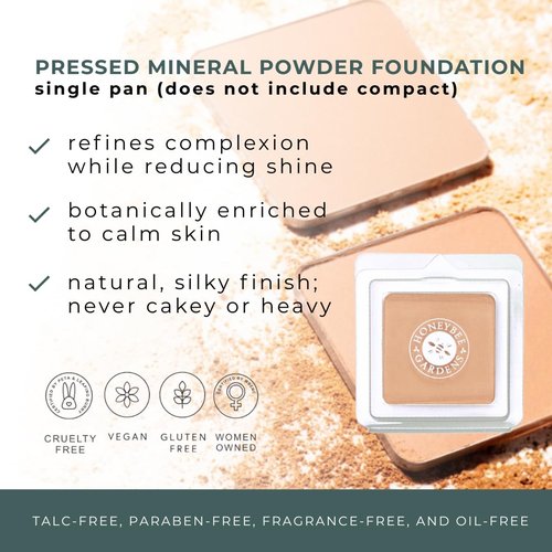 Honeybee Gardens Pressed Mineral Powder Foundation - Geisha Cool Shade, Adjustable Coverage, 7.5g