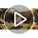 Halloween Ghost Dog Decoration - Cute Dog Holding Pumpkin Statue for Festive Decor - Variation of Dog