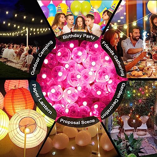 200pcs Pink Mini LED Balloon Lights - Tiny Round Lamp for Party & Wedding Decor