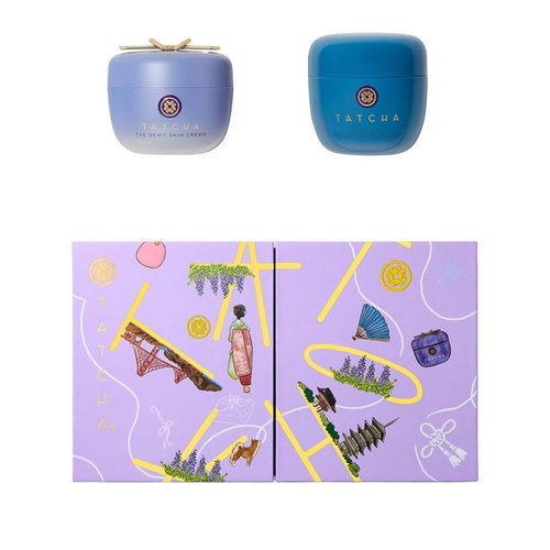 TATCHA AM + PM Moisture Duo - Holiday Gift Set with Dewy Skin Cream & Indigo Overnight Serum