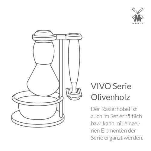 MÜHLE VIVO Olive Wood Closed Comb Safety Razor - Clean Shaving, Modern Design