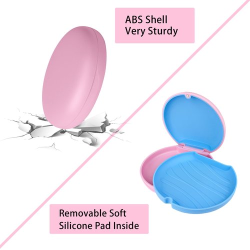 ACSKD 2 Pack Aligner and Retainer Case,Compatible with Invisalign,Mouthguard Case Kits, Portable Aligner Cases with Chew Remover Tool and Brush, Pink