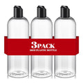 3Pcs 16 oz Clear Plastic Refillable Travel Shampoo and Conditioner Bottles with Black Disc Top Caps，Squeeze Empty Bottles Cosmetic Containers for Lotions, Body Soap Cream