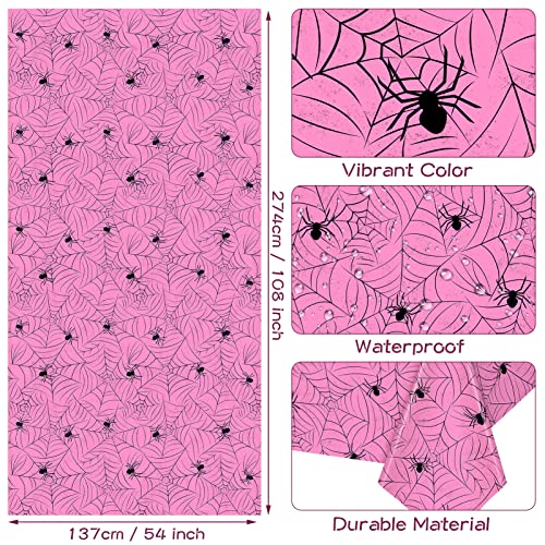 Pink Halloween Tablecloths 3 Pack Rectangular Party Decorations - Waterproof Plastic