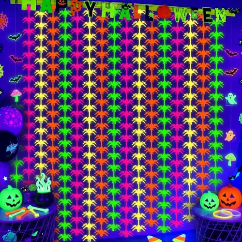 Glow in the Dark Halloween Spider Fringe Curtains - Party Decorations