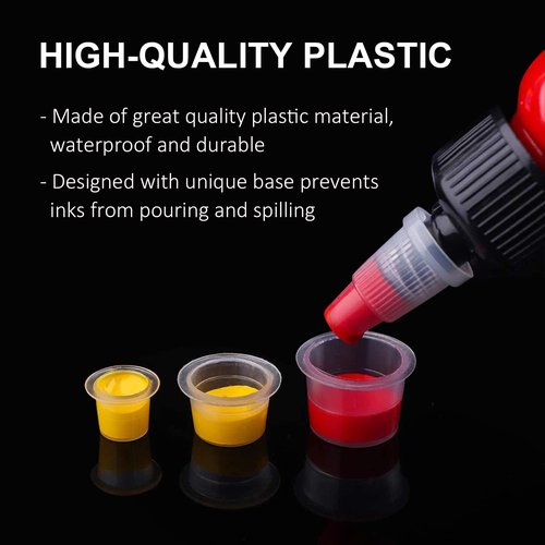 Tattoo Ink Caps Cups Medium - Autdor 1000pcs Tattoo Cups Pigment Caps Disposable Tattoo Ink Cups for Microblading Permanent Makeup Tattoo Pigment Clear Holder Container Caps Tattoo Supplies