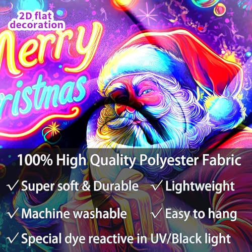 UV Reactive Christmas Tapestry - Glow in the Dark Wall Hanging for Holiday Decor