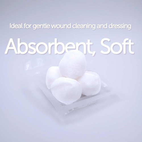 RCARE Sterile Gauze Balls, 100% Cotton, Individually Wrapped, 1 Inch Diameter, for Medical Use, Wound Care & Home Care, Pack of 80