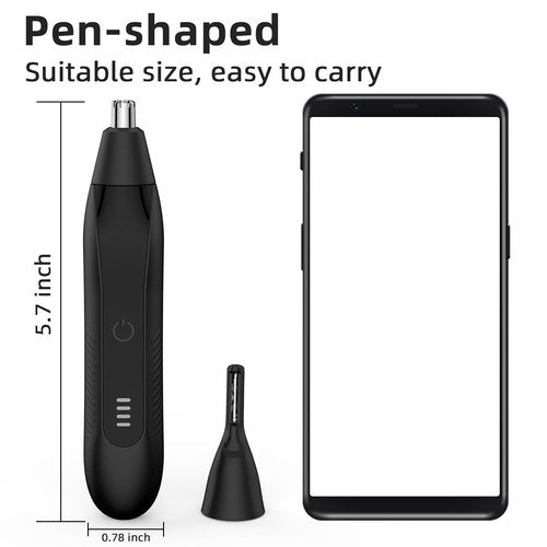 Setonia Nose Hair Trimmers for Men,Rechargeable Eyebrow Trimmer 2 in 1 Painless Multifunctional Ear and Nose Hair Trimmer with Dual Edge Blades Portable Design (Black)