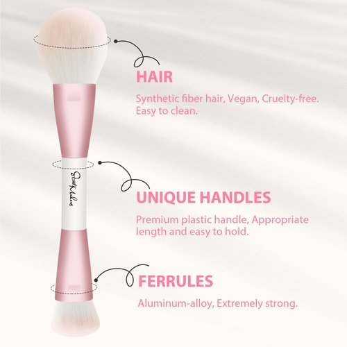START MAKERS Makeup Brushes 5Pcs Dual Ended Pink Makeup Brush Set for Foundation Blush Bronzer Concealer Contour Powder Highlight Eyebrow Eyeshadow Blending, Travel Makeup Brushes with Bag