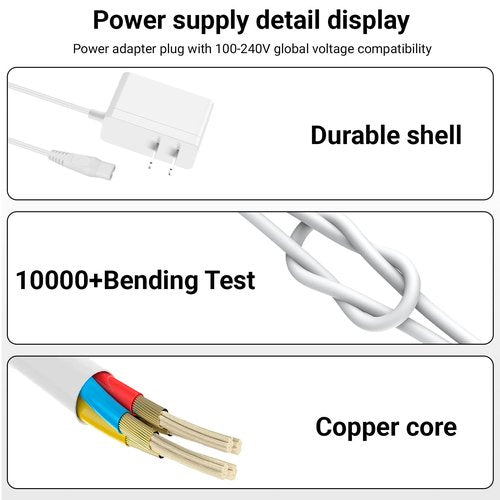 Charger Compatible with Philips Epilator Wet & Dry Series 8000 BRE700/04 BRE720/14 BRE740/14 Shaver and Trimmer for Women Replacement Power Adapter 15V Charging Cord Cable White