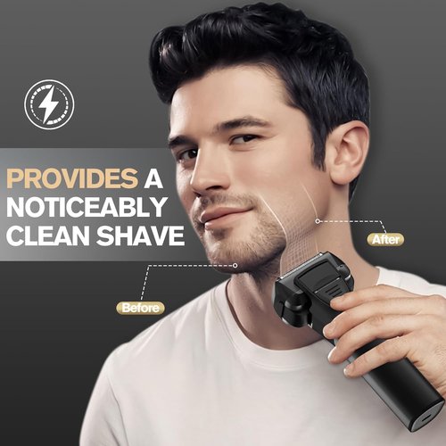 Skiennix 5-Blade Cordless Electric Razor for Men - Close Shaving, Wet/Dry Use, USB-C Fast Charging