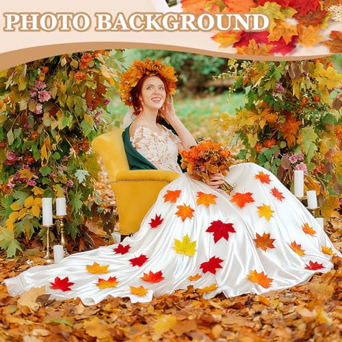 Artificial Maple Leaves Fall Decor Set 400pcs - Yellow & Red, 3.3 Inch