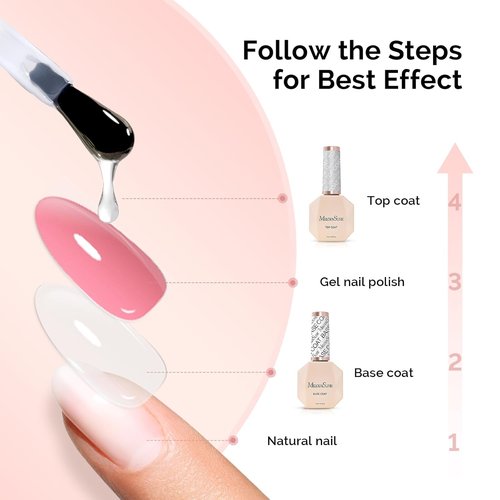 MelodySusie Top Coat & Base Coat Set - No Wipe Glossy Finish, Long Lasting Shine | 2 Pcs 15ml Clear Nail Polish