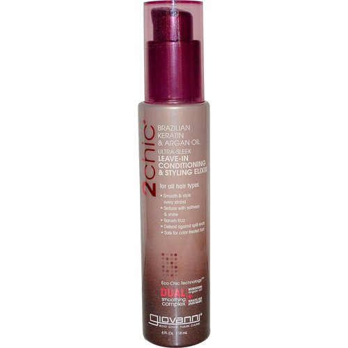 GIOVANNI 2chic Ultra-Sleek Leave-In Conditioning Elixir - Anti-Frizz Formula with Phyto-Keratin & Argan Oil - 4 oz