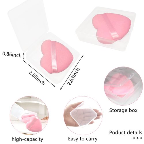 Skiennix Powder Puff - Soft Heart Shape Makeup Sponge for Loose & Mineral Powder | 6 Pieces, Pink
