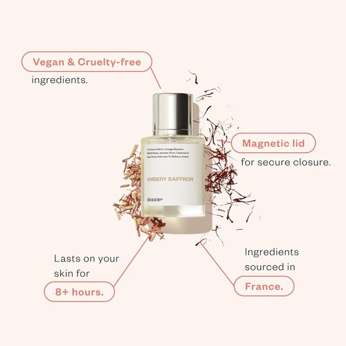 Dossier Ambery Saffron Eau de Parfum - Vegan Unisex Perfume Inspired by MFK Baccarat Rouge 540 - 3.4 Fl Oz (100ml)