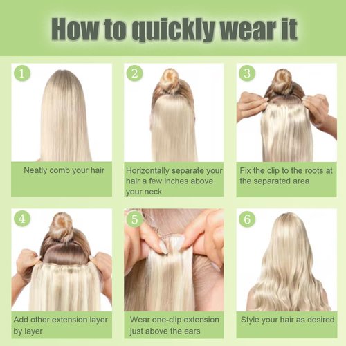 16 Inch P4/27 Blonde Clip in Hair Extensions - Real Remy Human Hair, 120g 7pcs, Highlight Blonde Human Hair Extensions Clip ins for Women