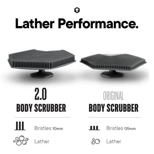 TOOLETRIES Body Scrubber 2.0 – Premium Silicone Scrubber for Cleaning, Exfoliating Your Skin – Extra Long Lather Boosting Bristles with Ergonomic Handle, Long-Lasting & Easy to Clean - Charcoal