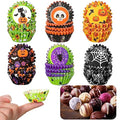 600 Pack Halloween Mini Cupcake Liners - Pumpkin, Spider, Skull, Bat Designs