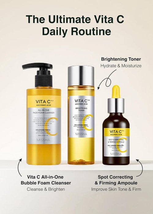 MISSHA Vita C All-In-One Bubble Foam Facial Cleanser 6.76 Fl oz / 200ml- Deep Pore Detox, Magic Bubbles with 99% Pure Vitamin C, Korean Face Wash - Removes Impurities, Makeup, Blackheads, Whiteheads
