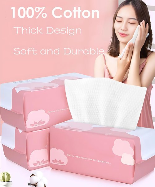 Cayxenful Disposable Face Towel Face Cloths for Washing Soft Cotton Dry Wipes Facial Cloths Towelettes for Washing and Drying, 200 Count Facial Tissue for Cleansing, Skincare and Makeup Remover