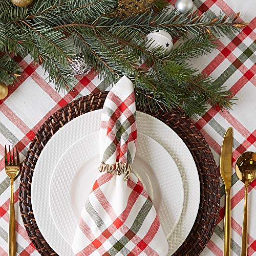 Merry Gold Christmas Thanksgiving Napkin Ring Set - 6 Piece, 1.9" Diameter