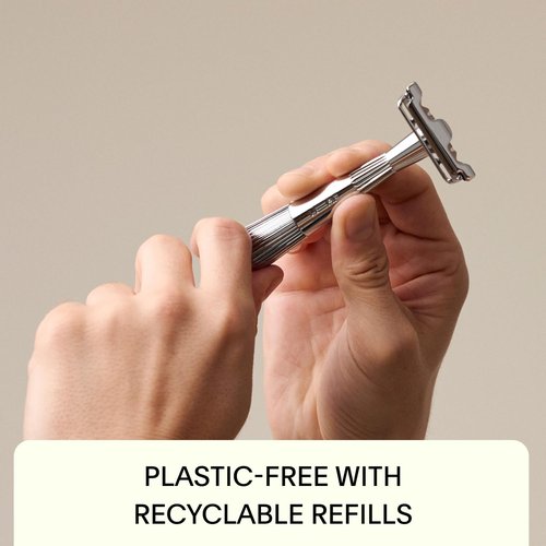 Leaf Shave | Leaf Thorn Razor Set, Includes Twig Razor, Matching Stand, 50-Pack Single-Edge Blade Refills, and Blade Bank - Black