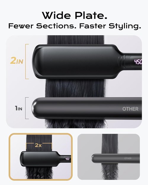**Skiennix Titanium Flat Iron Hair Straightener - 2 Inch Wide Plate for Thick Natural Hair**