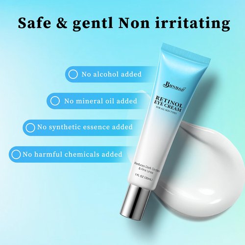Retinol Eye Cream - Eye Cream for Dark Circles, Puffiness, Anti Aging, with Hyaluronic Acid, Peptides, Caffeine, Reduces Bags, Dark Circles Under Eye Treatment, Smooths Wrinkles & Fine Lines, 1 fl. oz