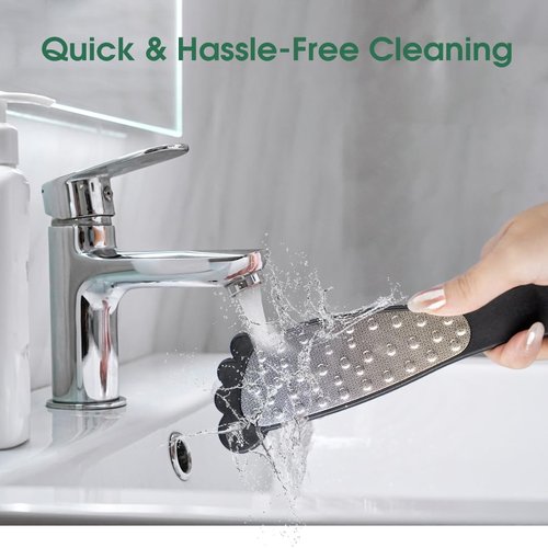 Hotosu 2 Sided Foot File Callus Remover Stainless Steel for Wet & Dry Skin – Professional Cheese Grater for Feet & Foot Rasp for Smooth Feet, Pedicure Tools for Feet, Gentle Foot Care at Home (Black)