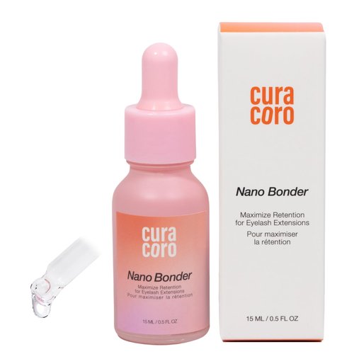 Curacoro Nano Lash Bonder for Eyelash Extensions, Super Bonder for Lash Extension Glue Accelerator, Water & Oil Proof Lash Sealant, Secures Glue Fumes, Longer Retention & Low Irritation (15ml)