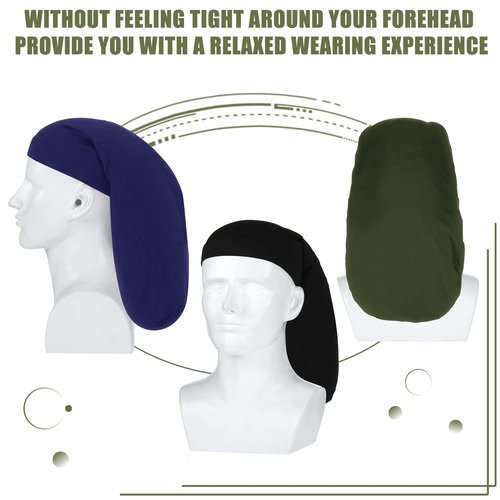 Tatuo 4 Pieces Unisex Jumbo Dreadlock Cap Long Hair Dreads Head Wrap Sleeping Cap Hair Accessories Sleep Bonnet for Men Women(Royal Blue, Navy Blue, Black, Army Green)