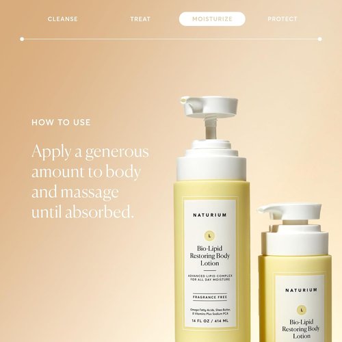 Naturium Bio-Lipid Restoring Body Lotion - Fragrance-Free Shea Butter Formula | 14 oz
