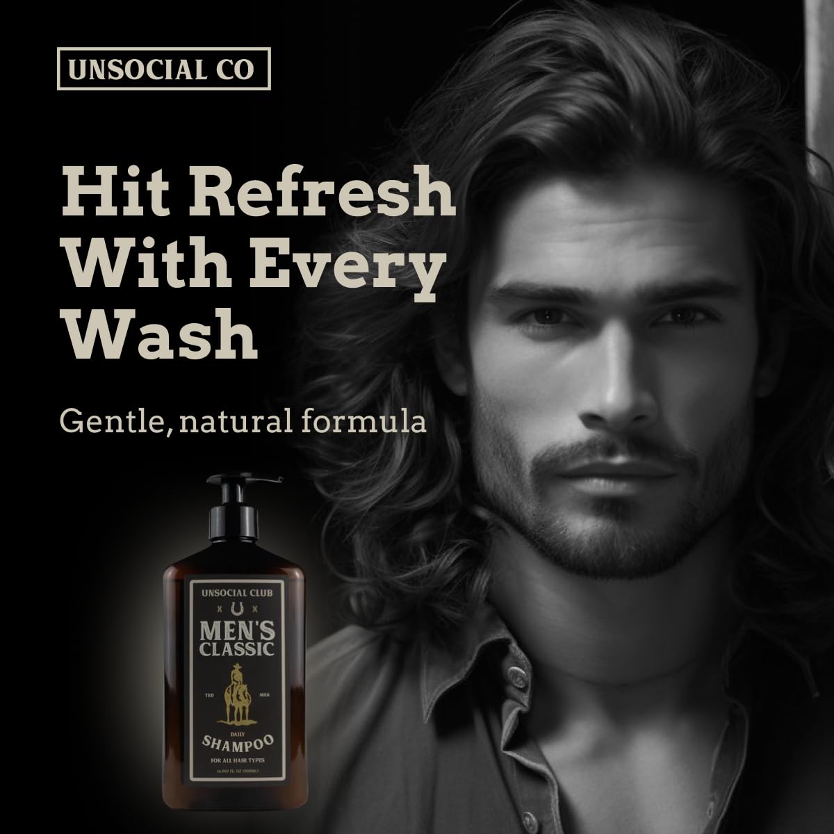 Unsocial Club Men's Shampoo - Hydrating & Cleansing Formula for All Hair Types | 16.9 oz