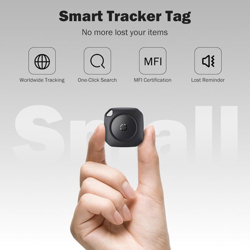 Air Tracker | Smart Bluetooth Tracker Tag - 4 Pack for Luggage, Keys & Backpacks - Replaceable Battery, Black