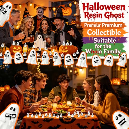 Mini Ghost Figurines Set - Halloween Decor 51 Pieces Cute Spooky Statues