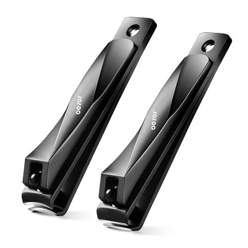 BEZOX Toe Nail Clippers for Men - Straight Blade Toenail Clipper and Curved Blade Fingernail Clippers - Premium Nail Trimmer Cutter for Thick Nails for Seniors - Black