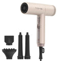 TOME Hair Dryer, 1875W High-Speed EC Motor 110,000 RPM Ionic Blow Dryer, Fast Drying, Cool Shot Lock, 3 Heat 2 Speed, 4 Attachments (Styling Nozzle, Diffuser, 2 Air-Powered Wrap Wands), 125V Pink
