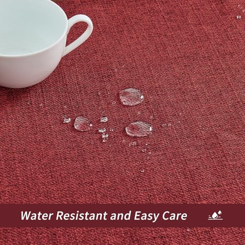 Rectangle Table Cloth 17.5x14 Inches - Ruby Red 6 Pieces - Waterproof & Linen Feel