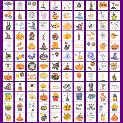 Kids Glitter Tattoo Sheets for Halloween Party Supplies - 408 Pack