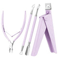 Melodysusie 4 in 1 Acrylic Nail Clippers Set, with Cuticle Trimmer and Dual-Ended Cuticle Pusher Remover, Stainless Steel Acrylic Nail Cutter Set, Pedicure Manicure Acrylic Nail Tools for Home Salon