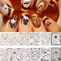 Halloween Nail Decals Stickers - 12 Sheets, Self-Adhesive Nail Art Tips, Pumpkin Bat Ghost Witches