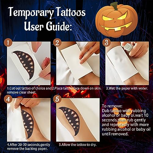 Halloween Big Mouth Face Tattoos 20 Pack Realistic Temporary Tattoo Stickers